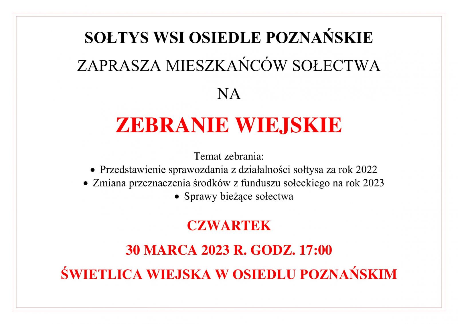 zebranie wiejskie osiedle poznańskie