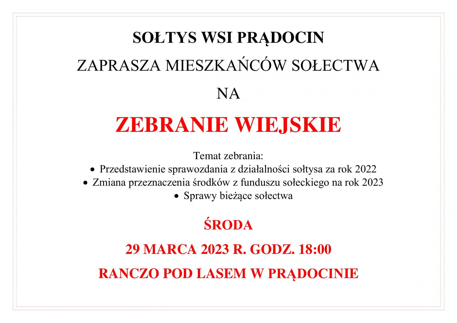 zebranie wiejskie Prądocin