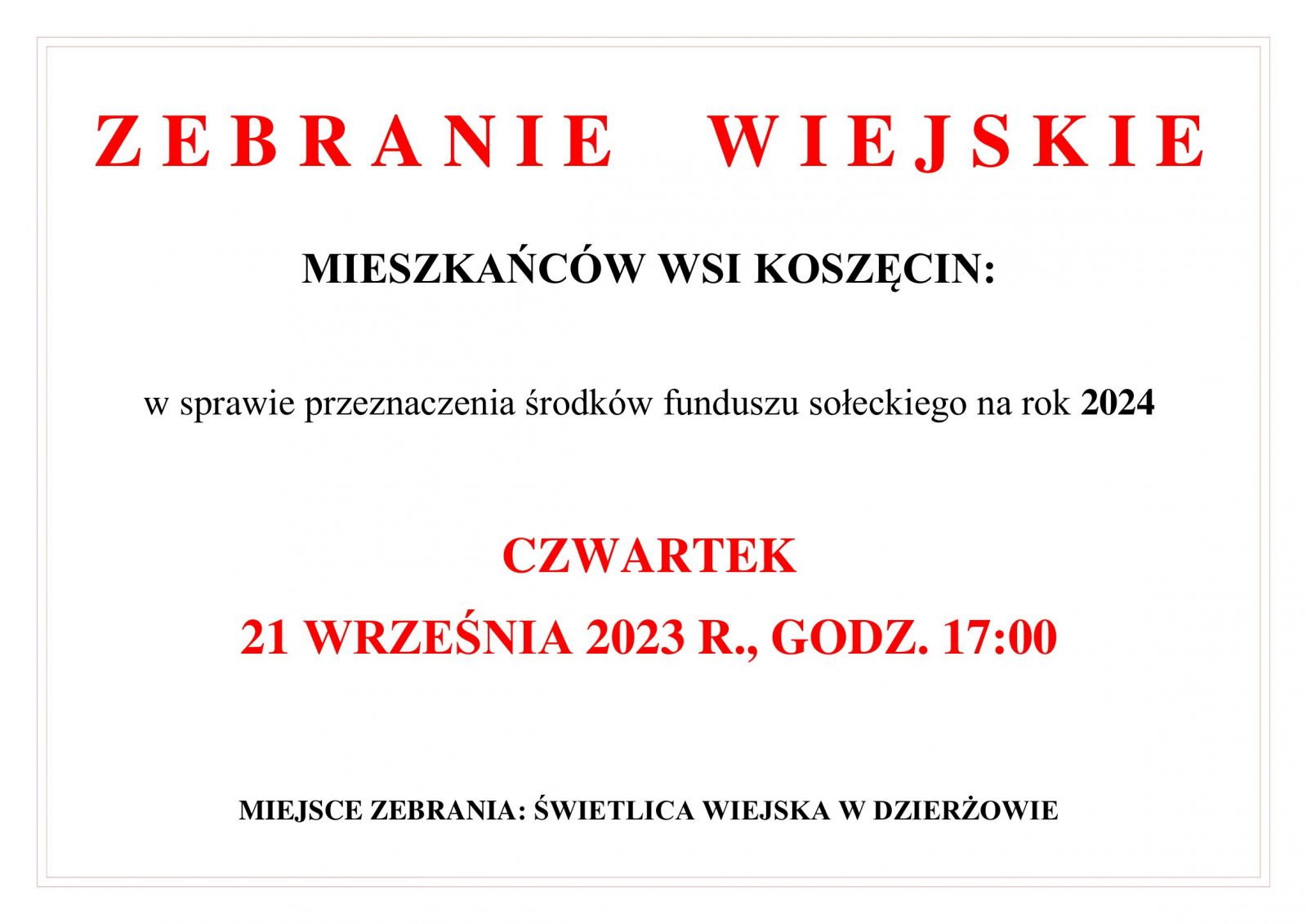 zebranie wiejskie koszecin