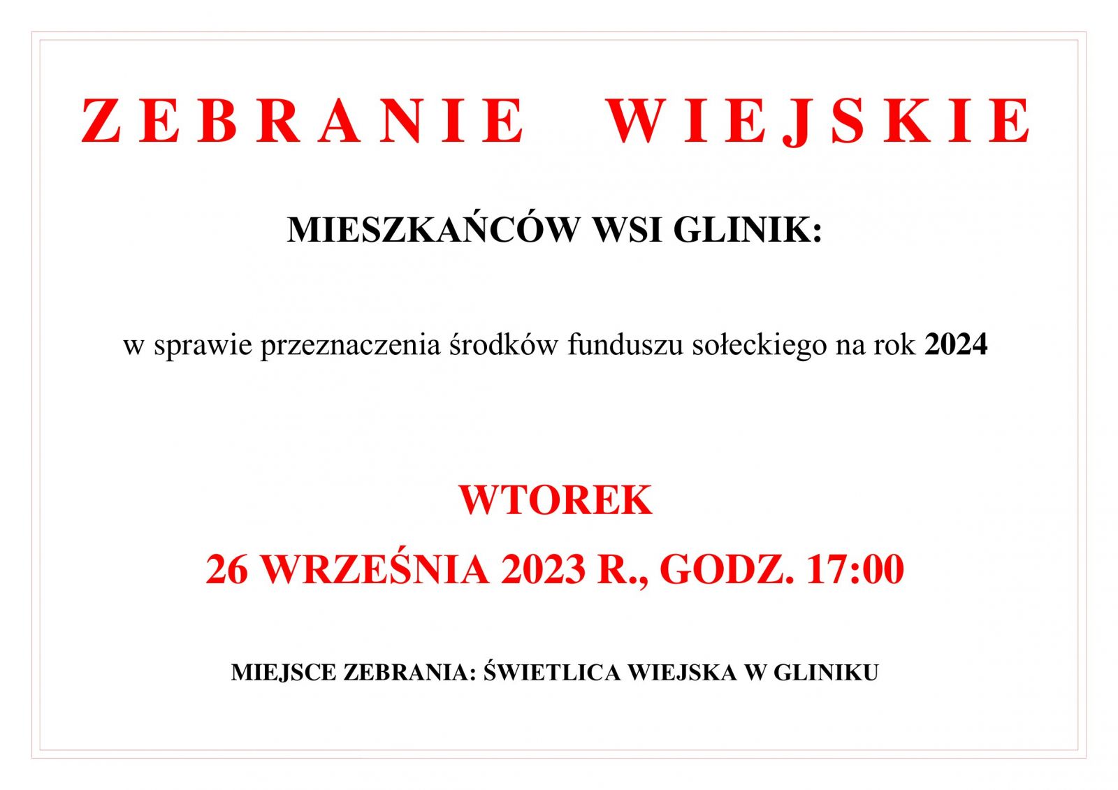 zebranie wiejskie glinik