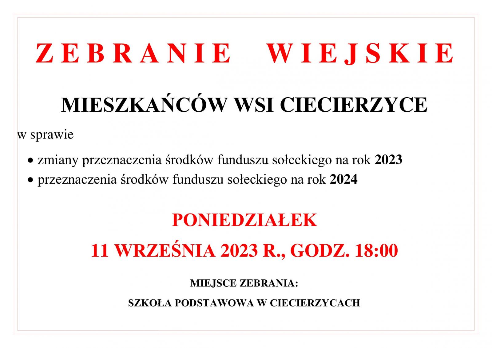 zebranie wiejskie ciecierzyce