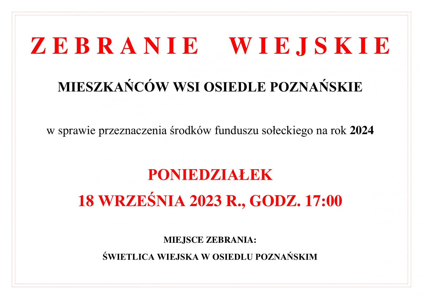 zebranie wiejskie osiedle poznańskie