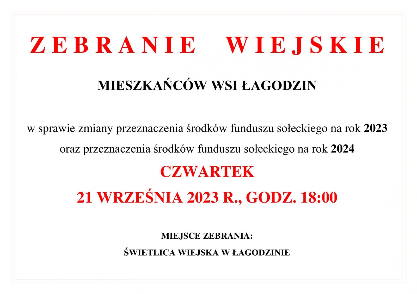 zebranie wiejskie łagodzin