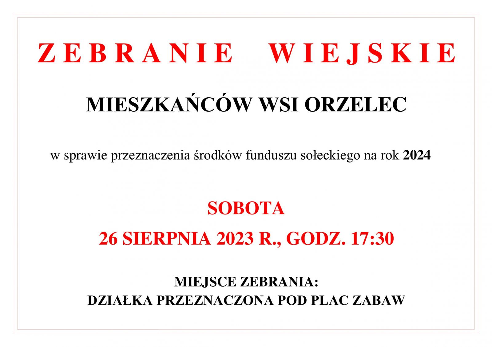 zebranie wiejskie Orzelec