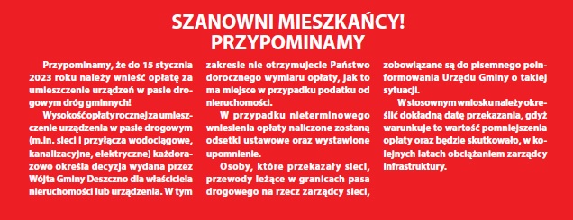 informacja o opłacie za zajęcie pasa