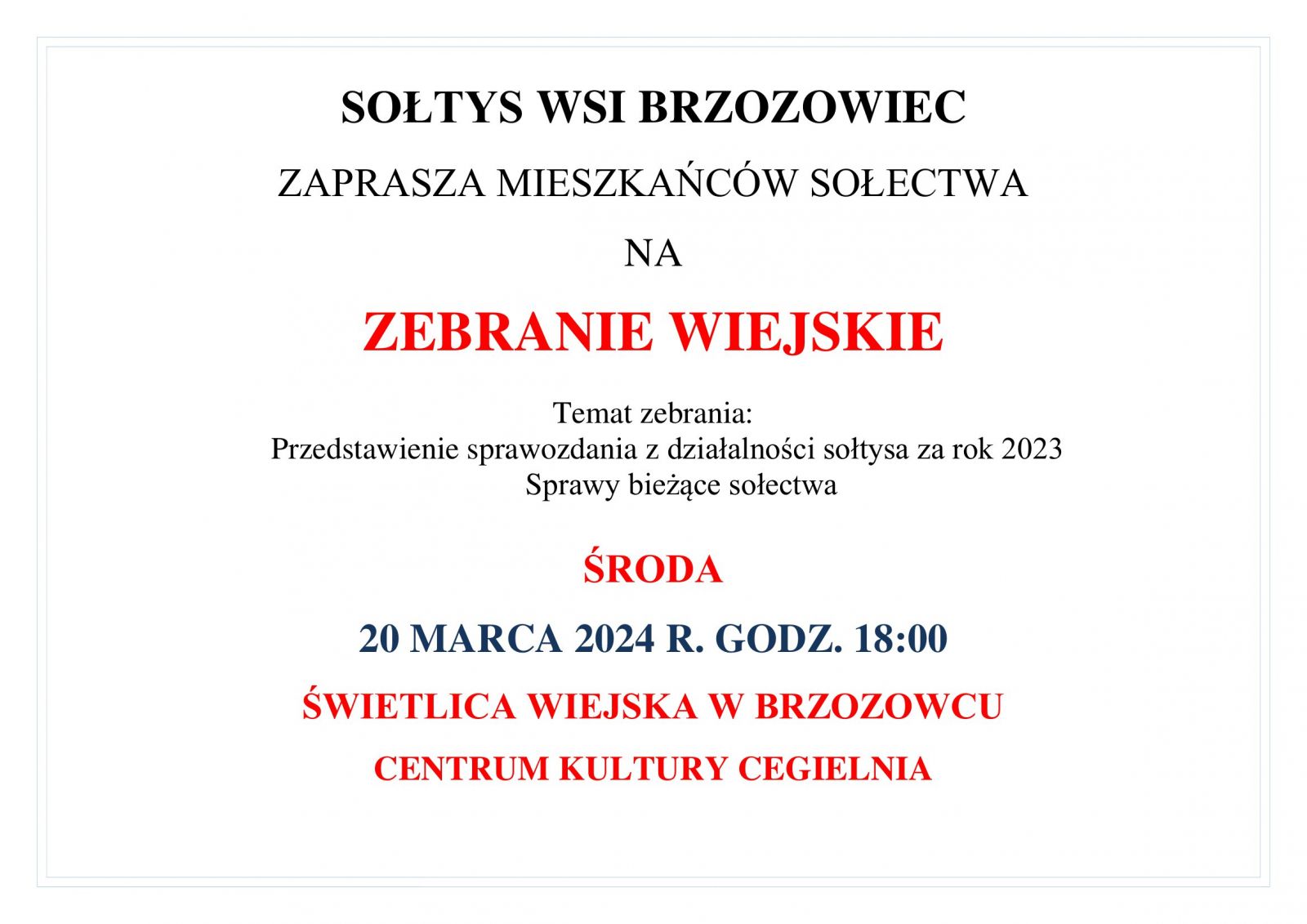 zebranie wiejskie Brzozowiec