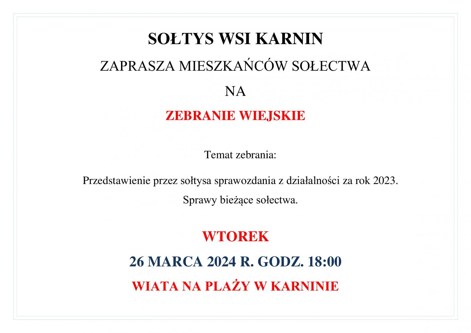 zebranie mieszkańców wsi Karnin