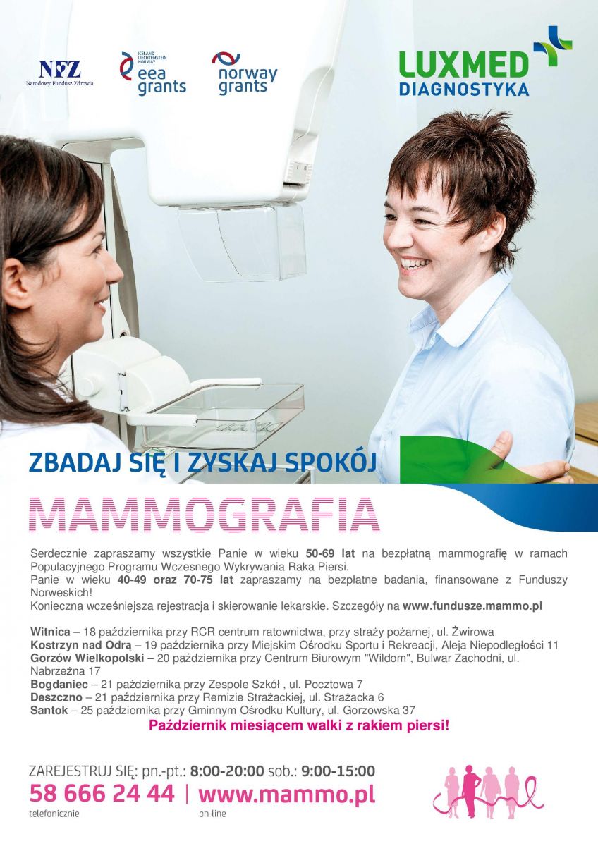 PLAKAT BADANIE MAMMOGRAFICZNE