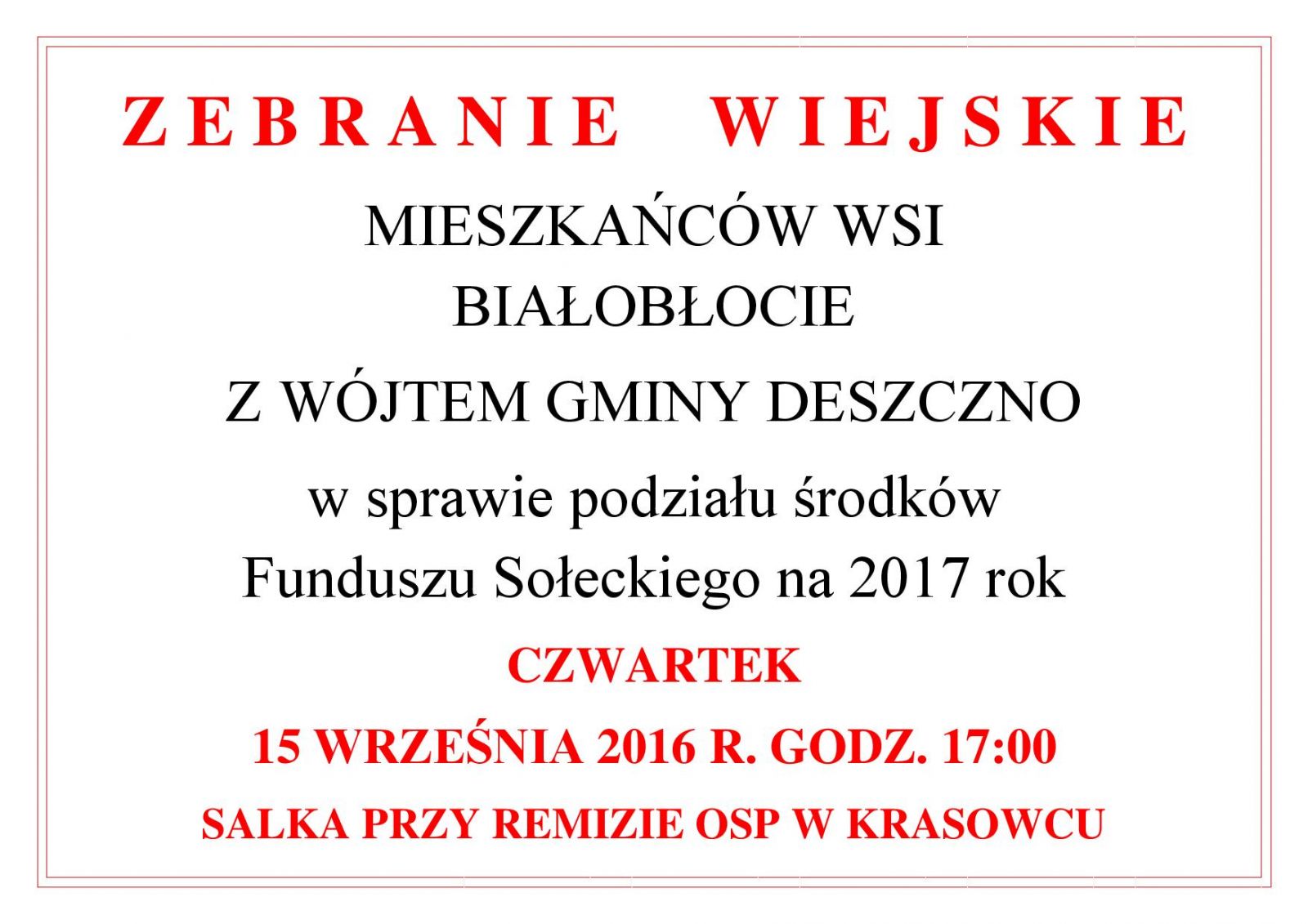 zebranie wiejskie Białobłocie