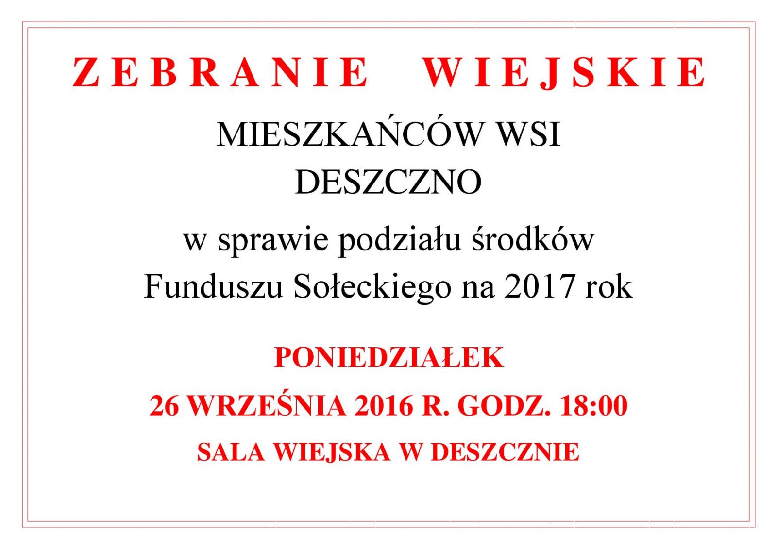 Zebranie Wiejskie Deszczno