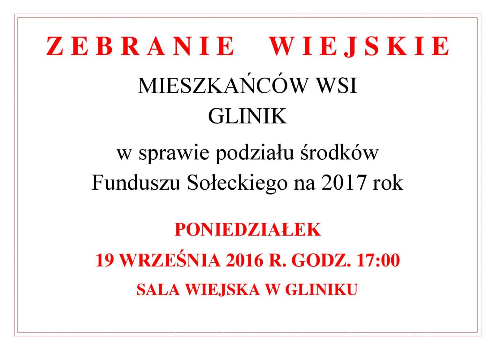 zebranie wiejskie Glinik