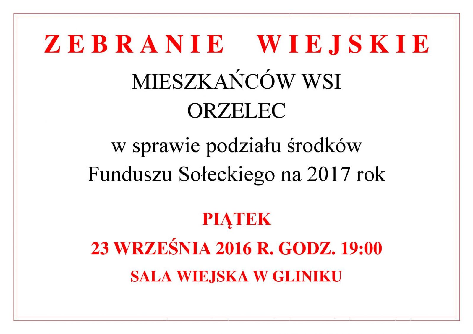 Zebranie wiejskie Orzelec