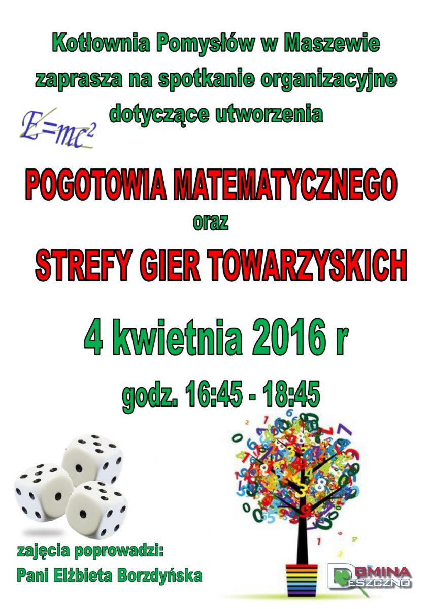 afisz - pogotowie matematyczne i strefa gier