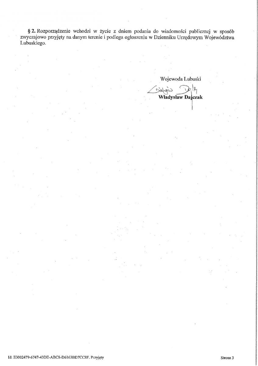 rozporządzenie wojewody lubuskiego z 13 grudnia 2016 r.
