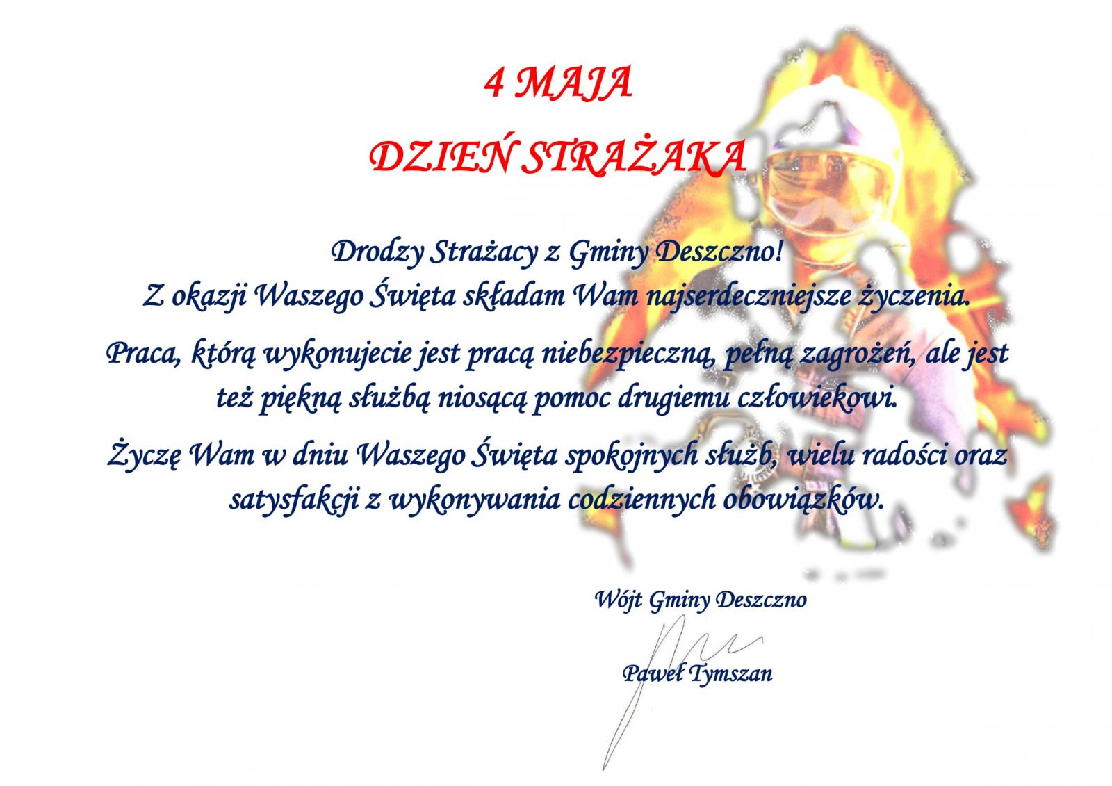 DZIEŃ STRAŻAKA ŻYCZENIA