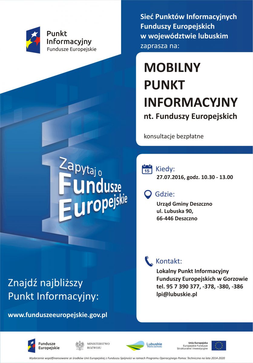 Plakat Mobilny Punkt Konsultacyjne - Deszczno 2016